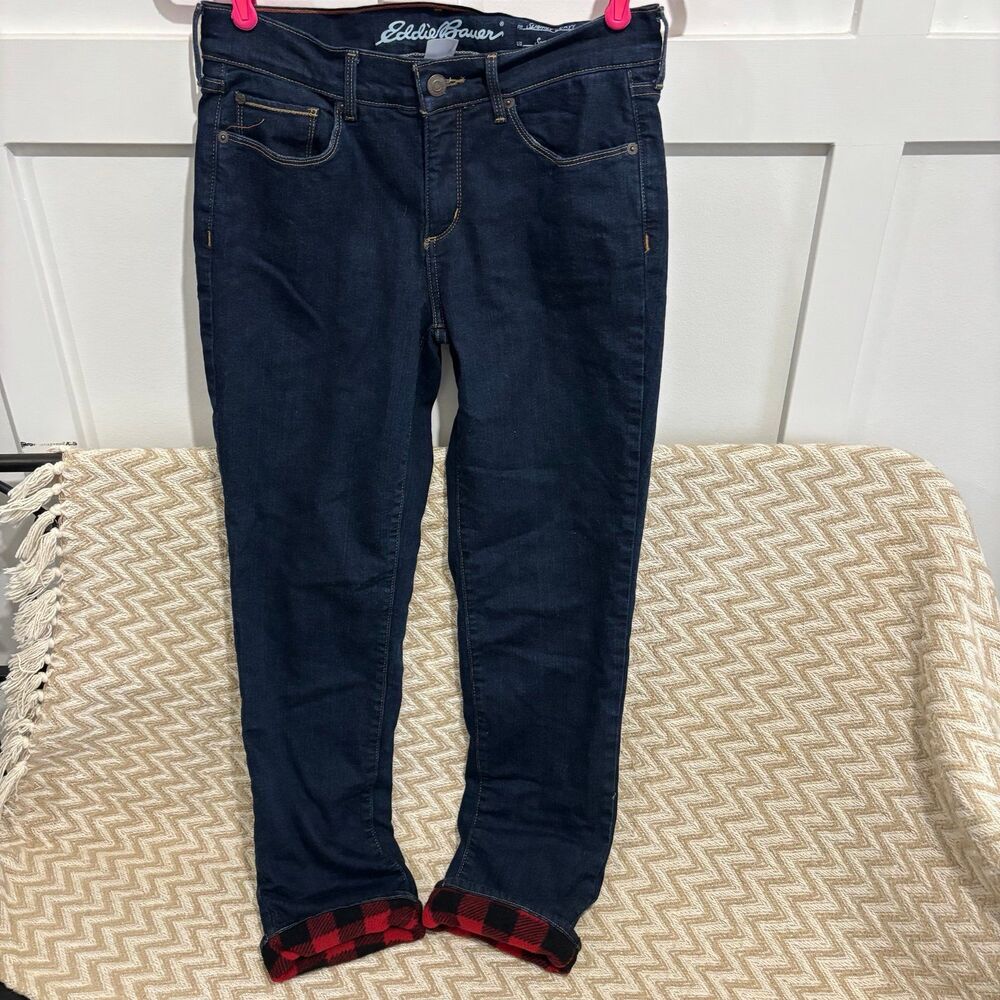 Eddie Bauer Slightly Curvy Straight Leg Flannel Lined Jeans